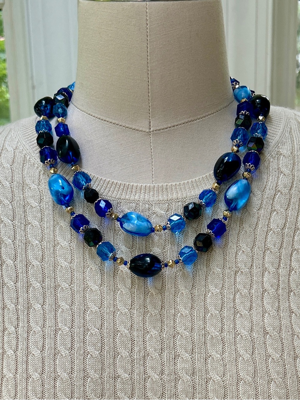 Western Germany Blue Double Strand Necklace